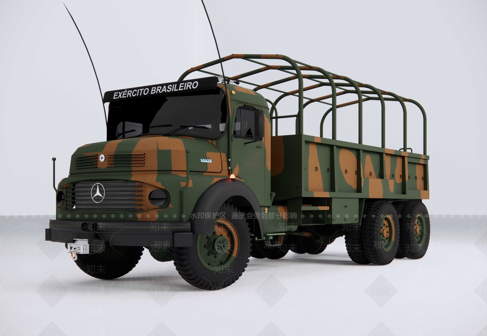 奔驰军用卡车SU模型下载【ID:1141472083】