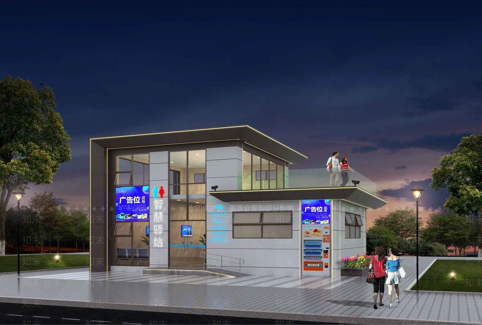 现代公共卫生间外观3D模型下载【ID:1141473515】