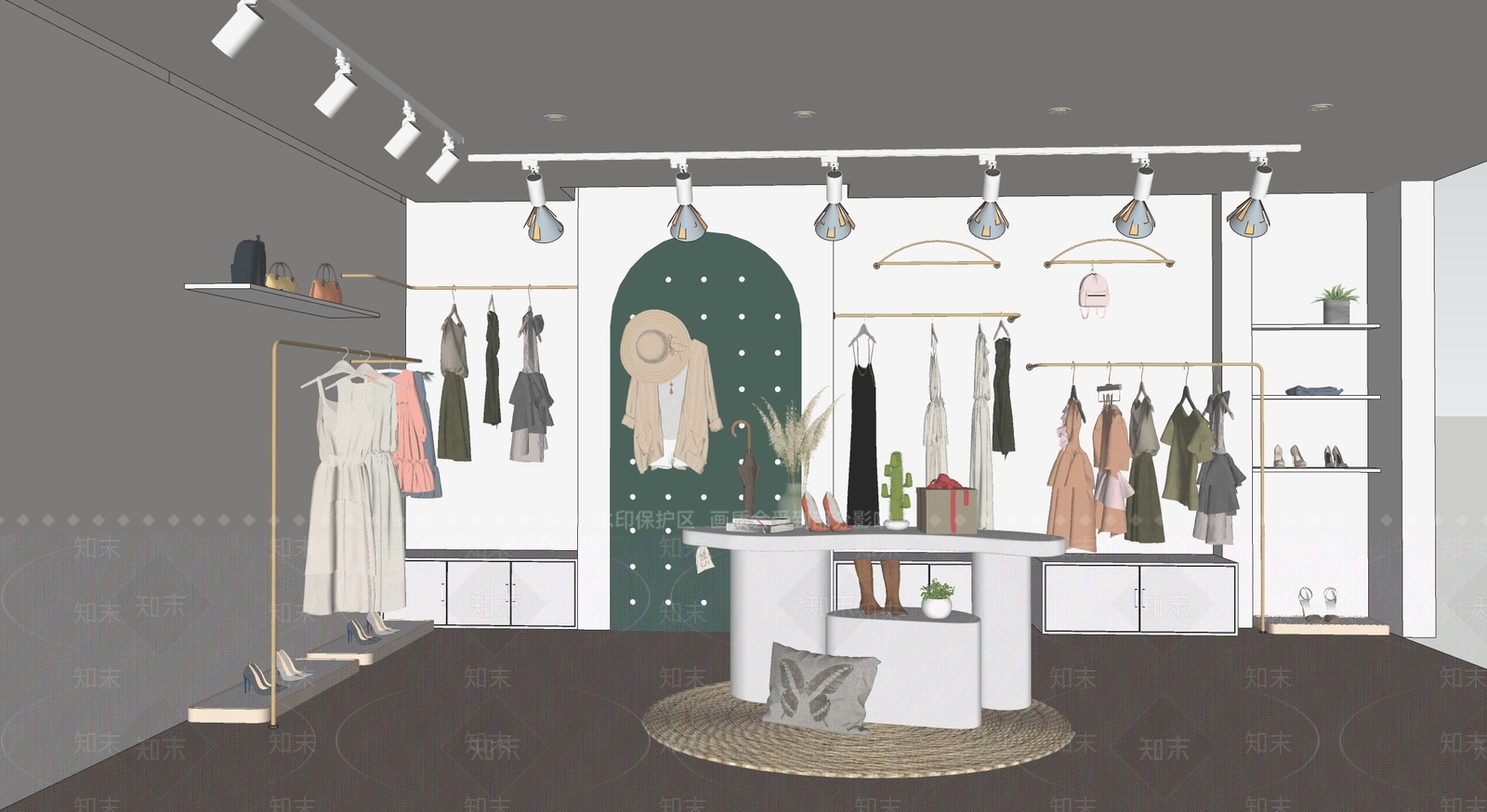 现代服装箱包店SU模型下载【ID:1141476391】