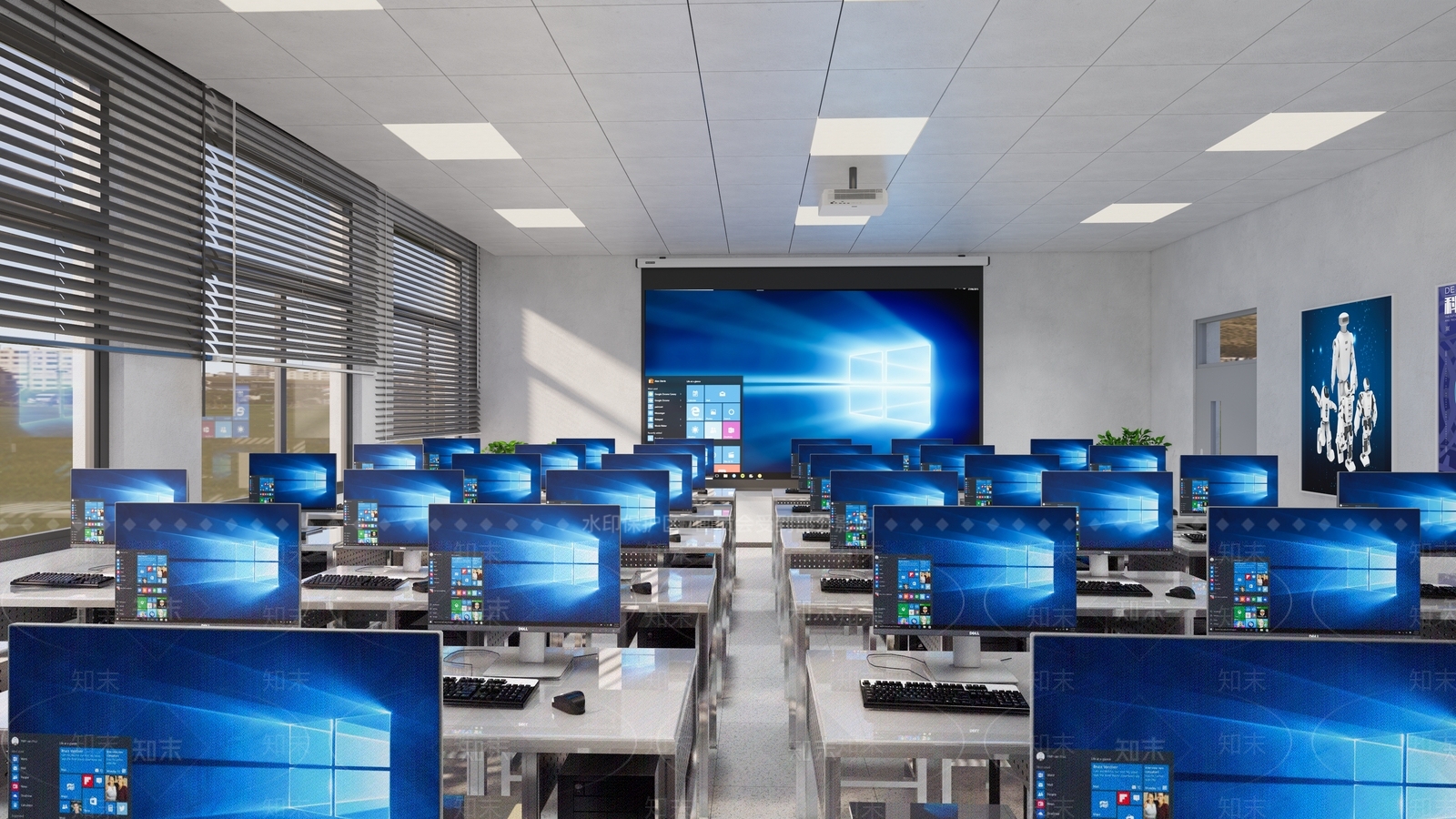 现代学校网络电脑教室SU模型下载【ID:1141651871】