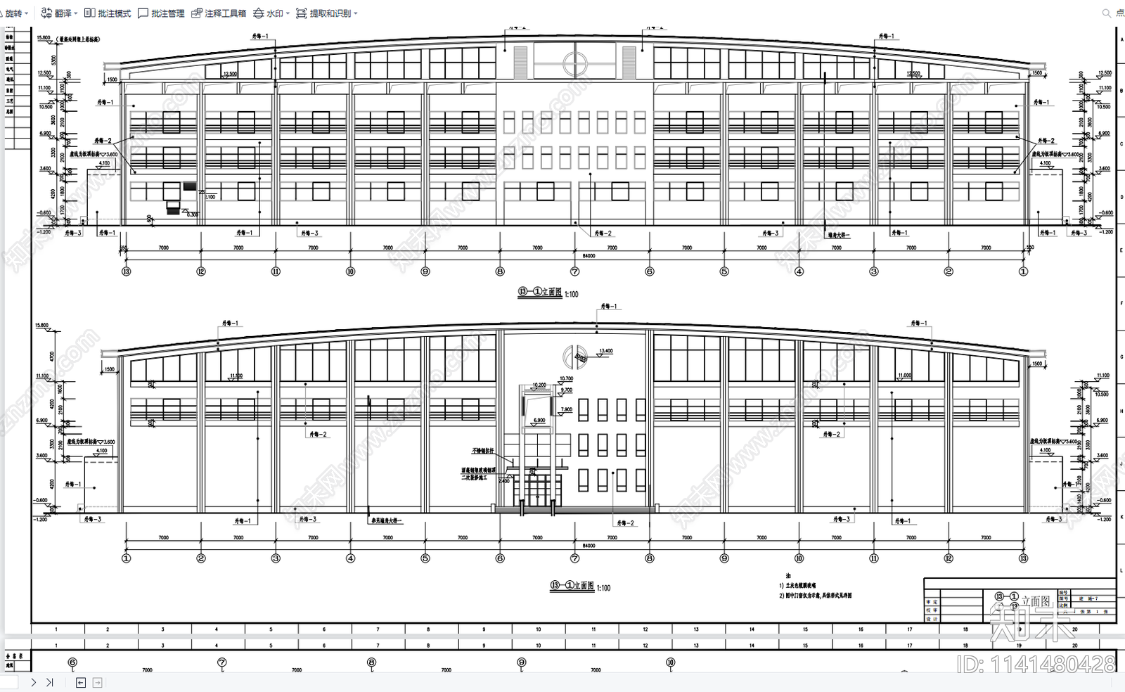 3层框架结构体育馆建筑cad施工图下载【ID:1141480428】