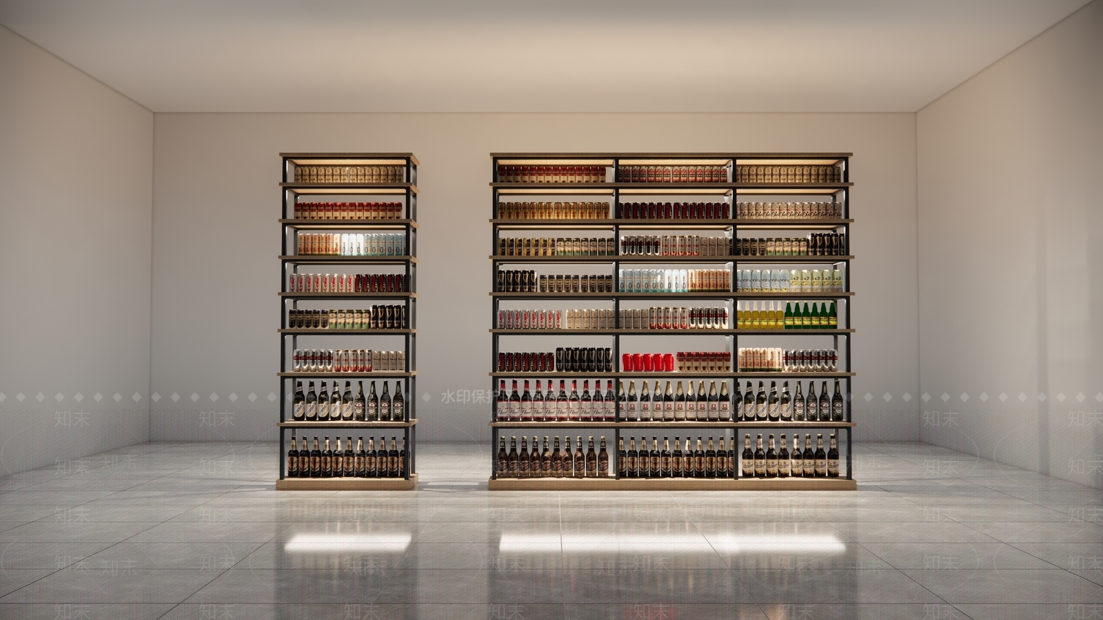 现代超市啤酒货架SU模型下载【ID:1141481275】