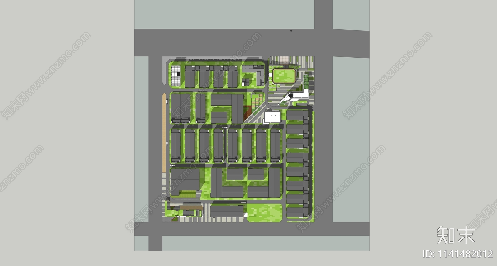 现代工业厂房群SU模型下载【ID:1141482012】