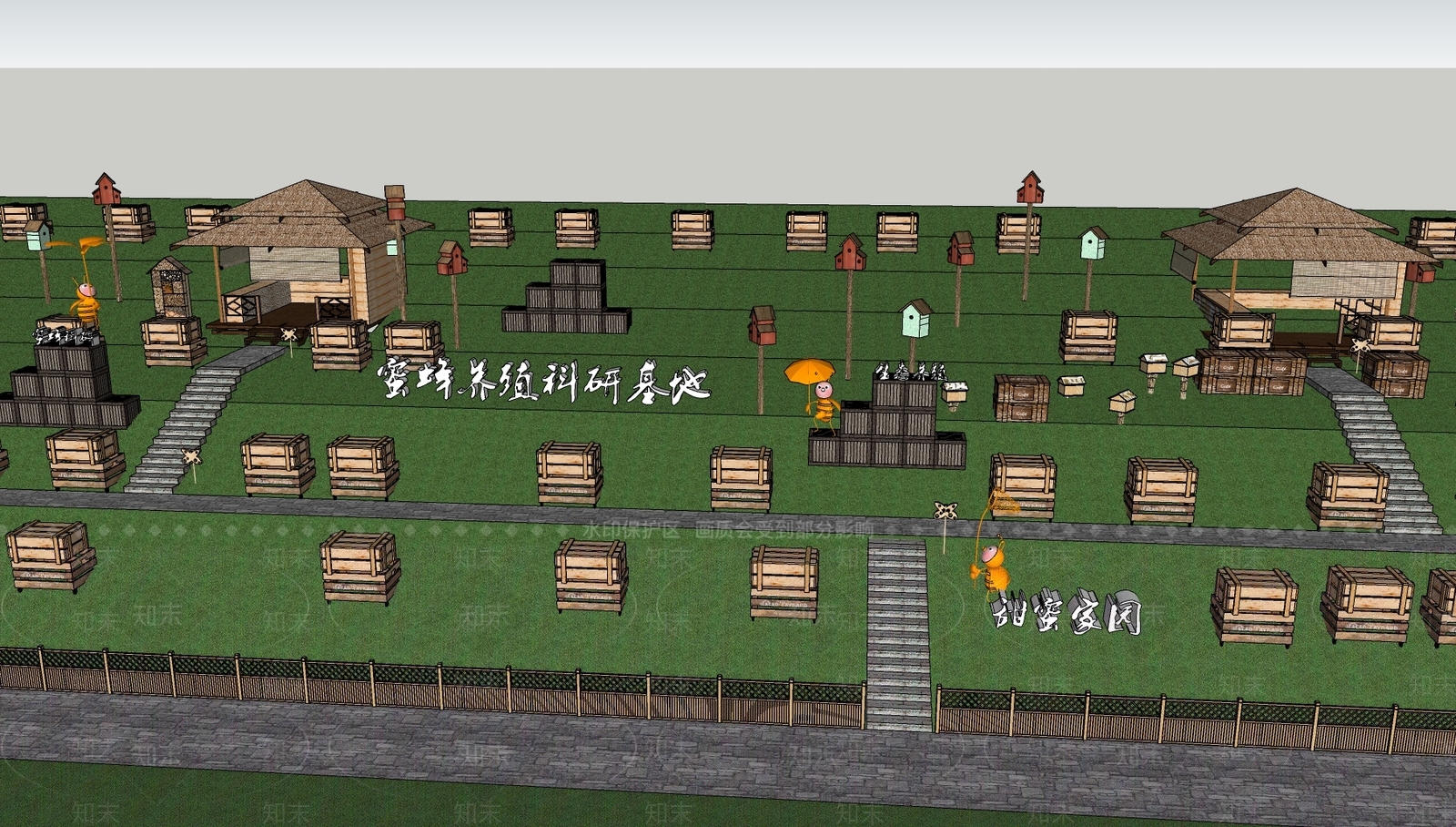 现代乡村蜜蜂科研基地SU模型下载【ID:1141483250】