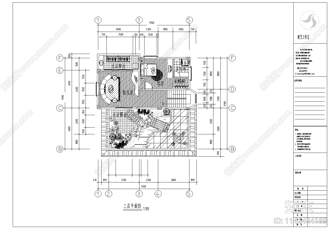 别墅室内和屋顶花园施工图下载【ID:1141484189】