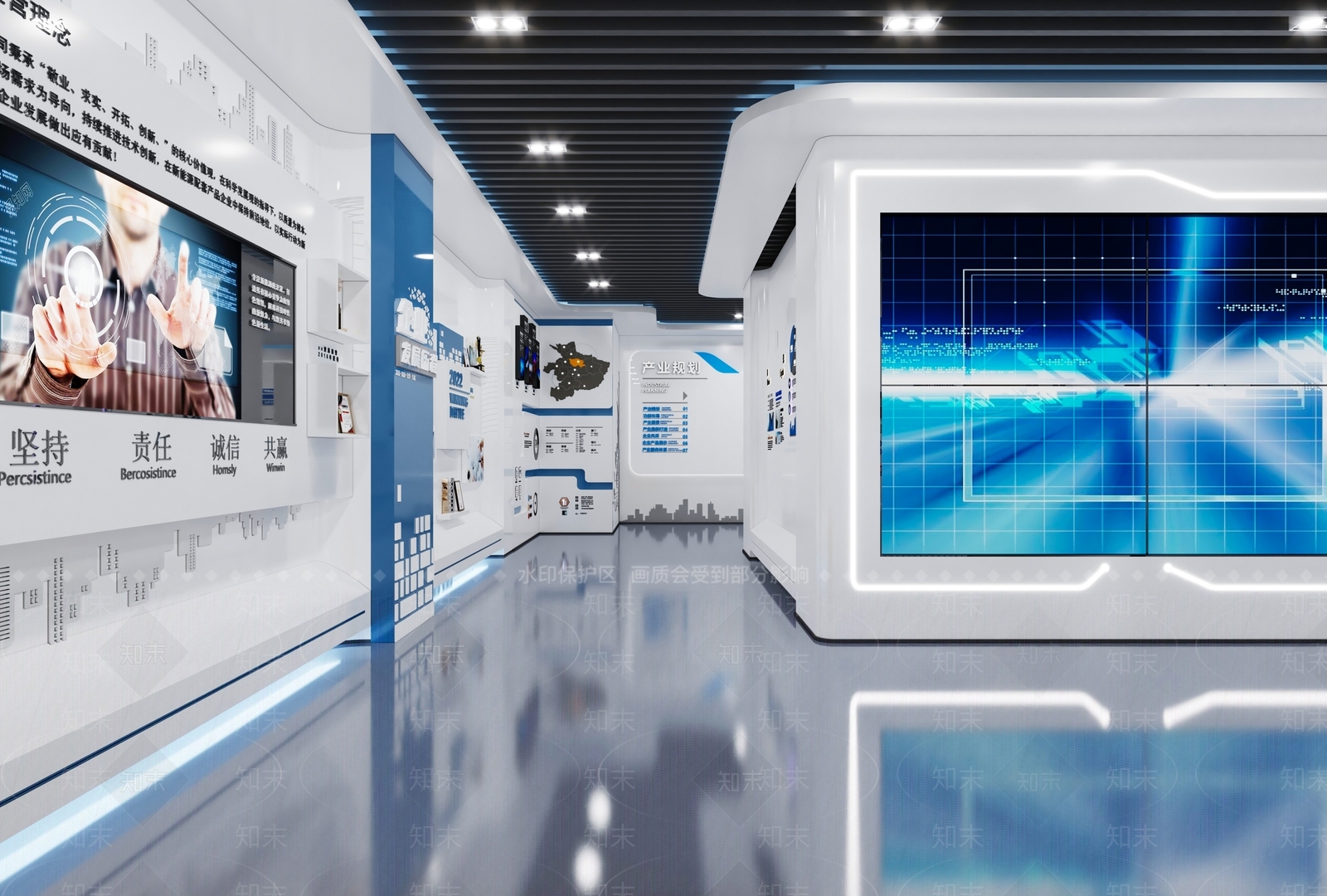 企业展厅3D模型精品下载_3dmax模型_知末网