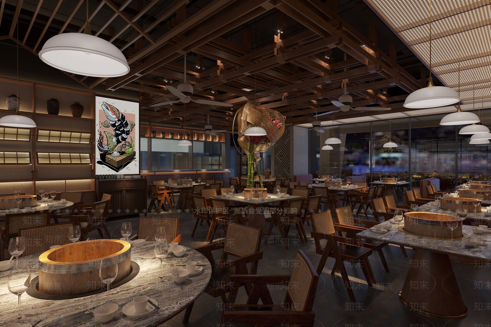 新中式餐厅3D模型下载【ID:1141488142】