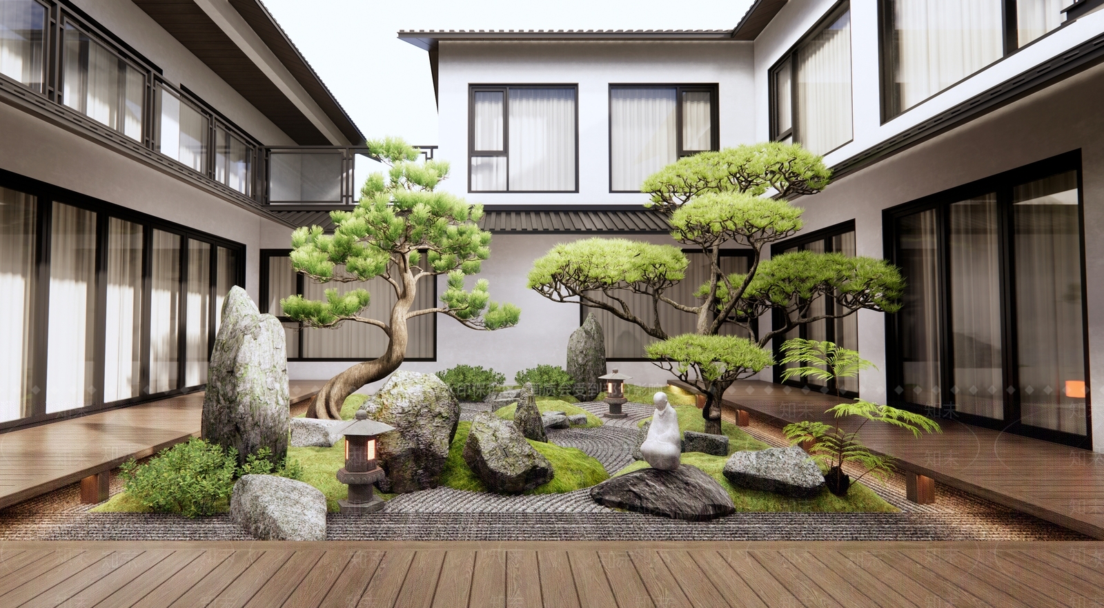 新中式庭院3D模型精品下载_3dmax模型_知末网