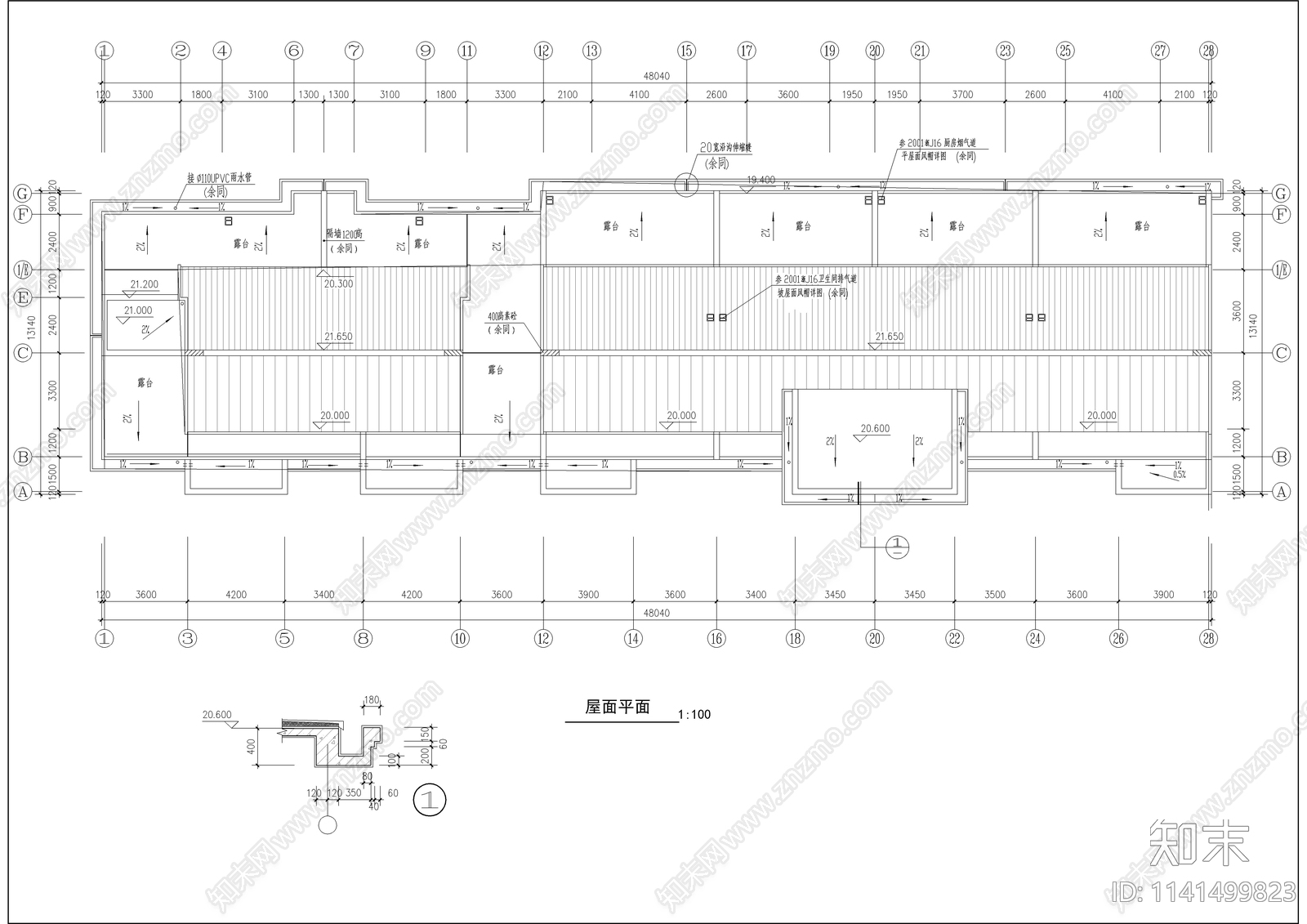 六层坡屋顶住宅建筑全套cad施工图下载【ID:1141499823】