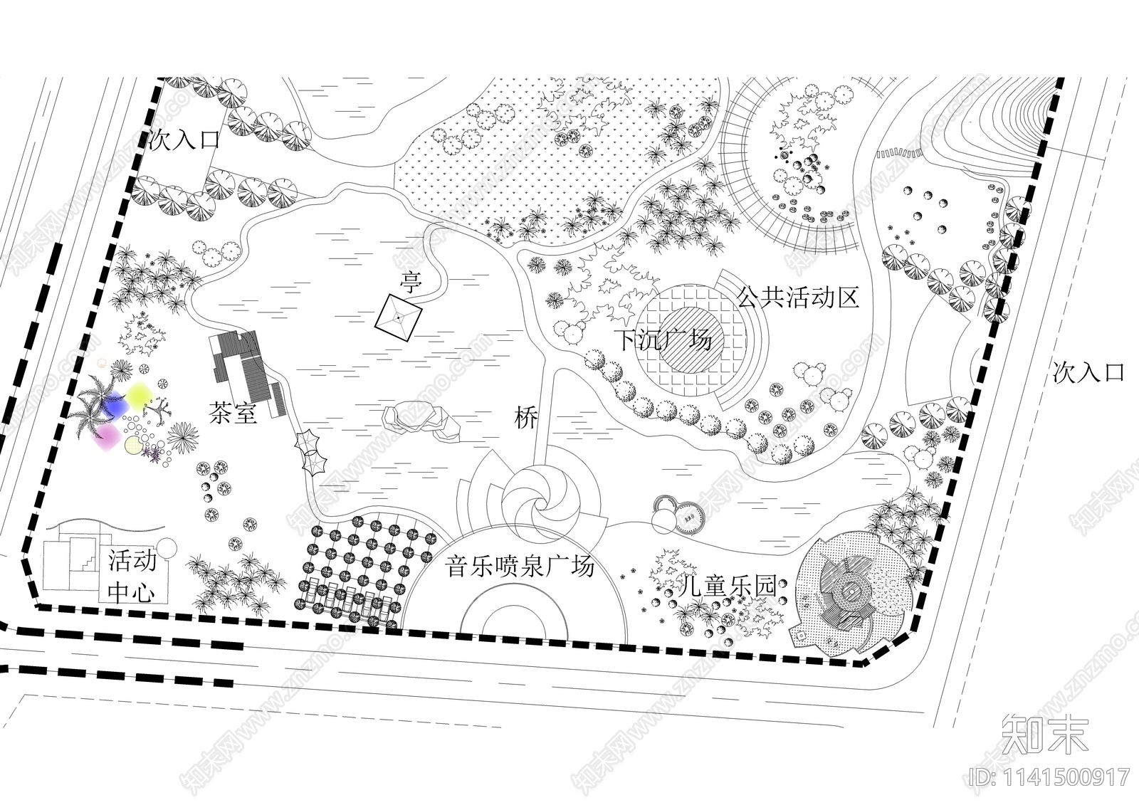 综合性公园绿化景观平面图施工图下载【ID:1141500917】