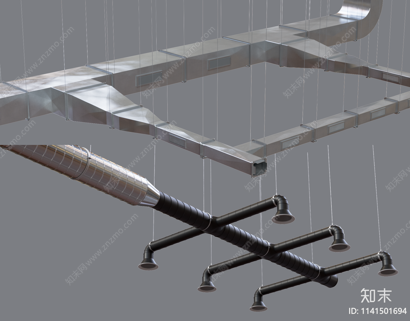 现代通风管道SU模型下载【ID:1141501694】