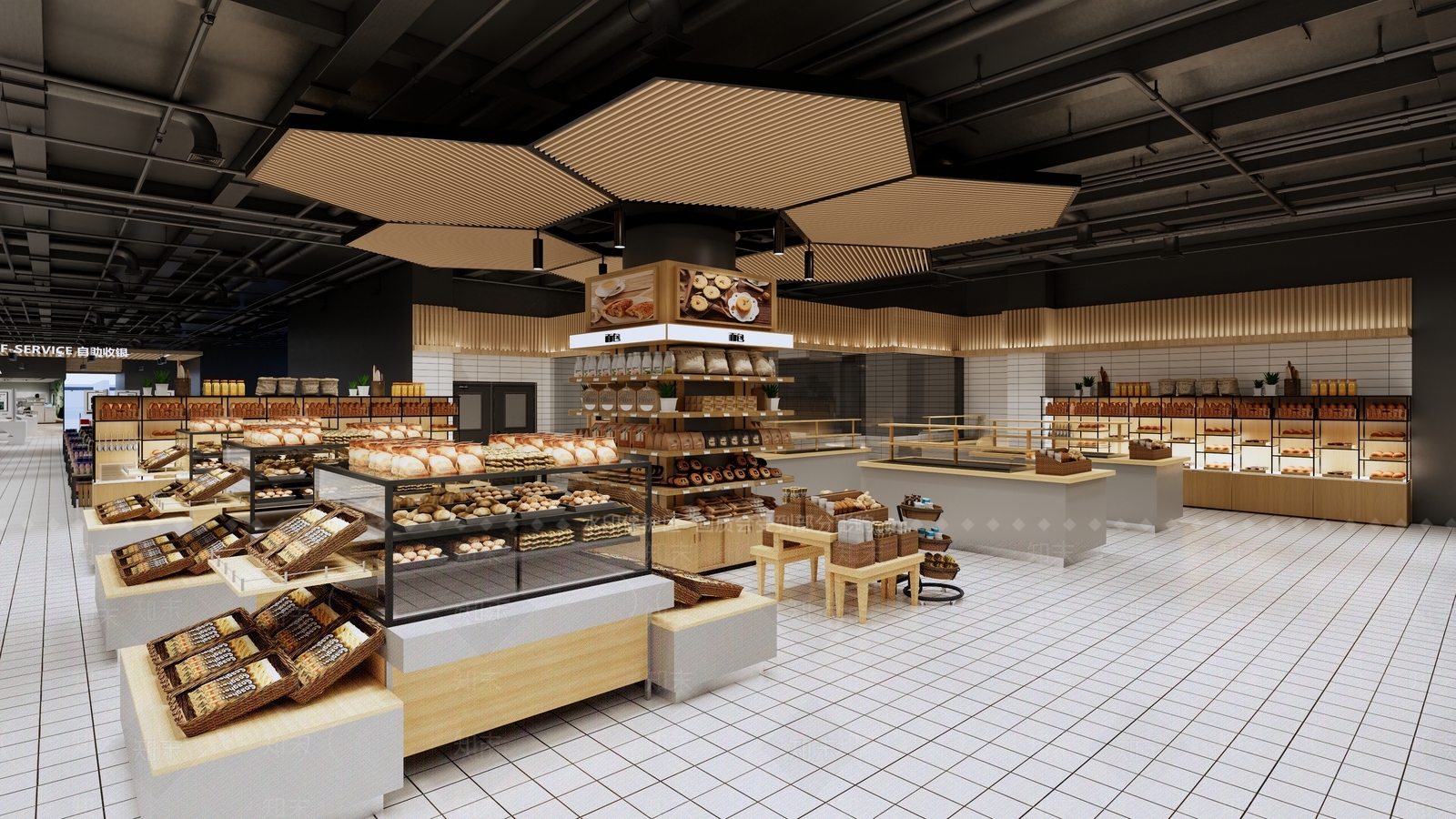现代超市烘焙区模型SU模型下载【ID:1141748248】