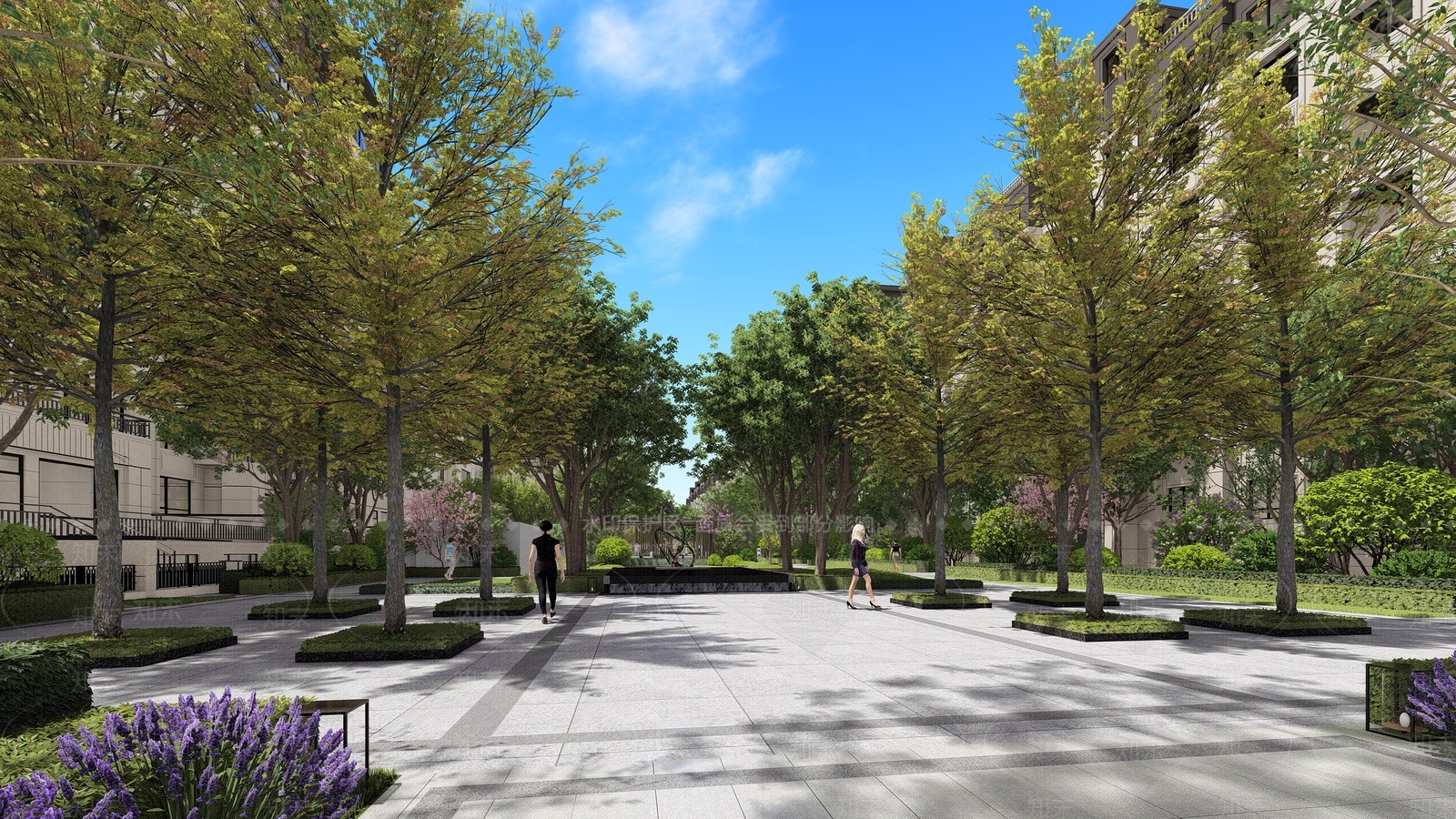 现代小区景观SU模型下载【ID:1141503492】