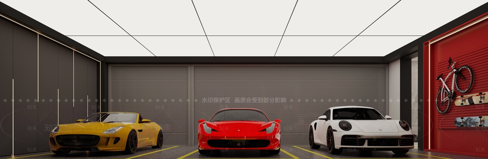 现代室内停车场3D模型下载【ID:1141504393】
