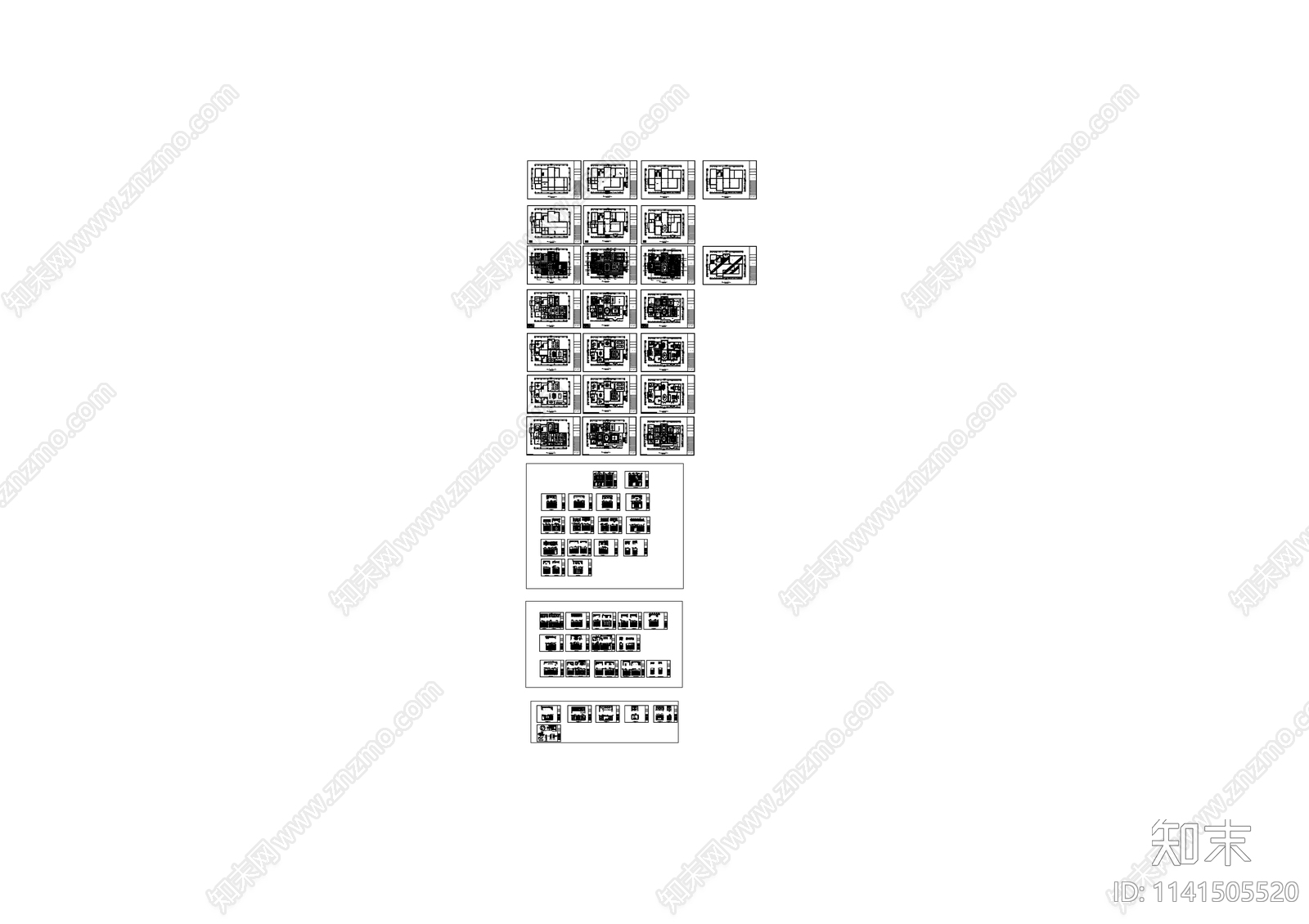 欧式4层别墅室内装修cad施工图下载【ID:1141505520】