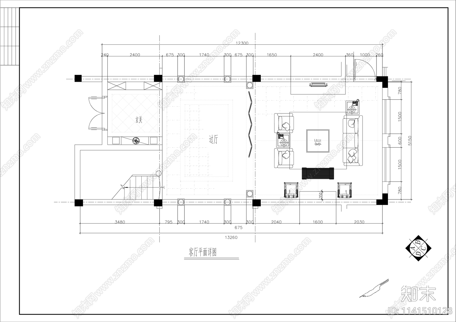 欧式风别墅室内装修cad施工图下载【ID:1141510128】