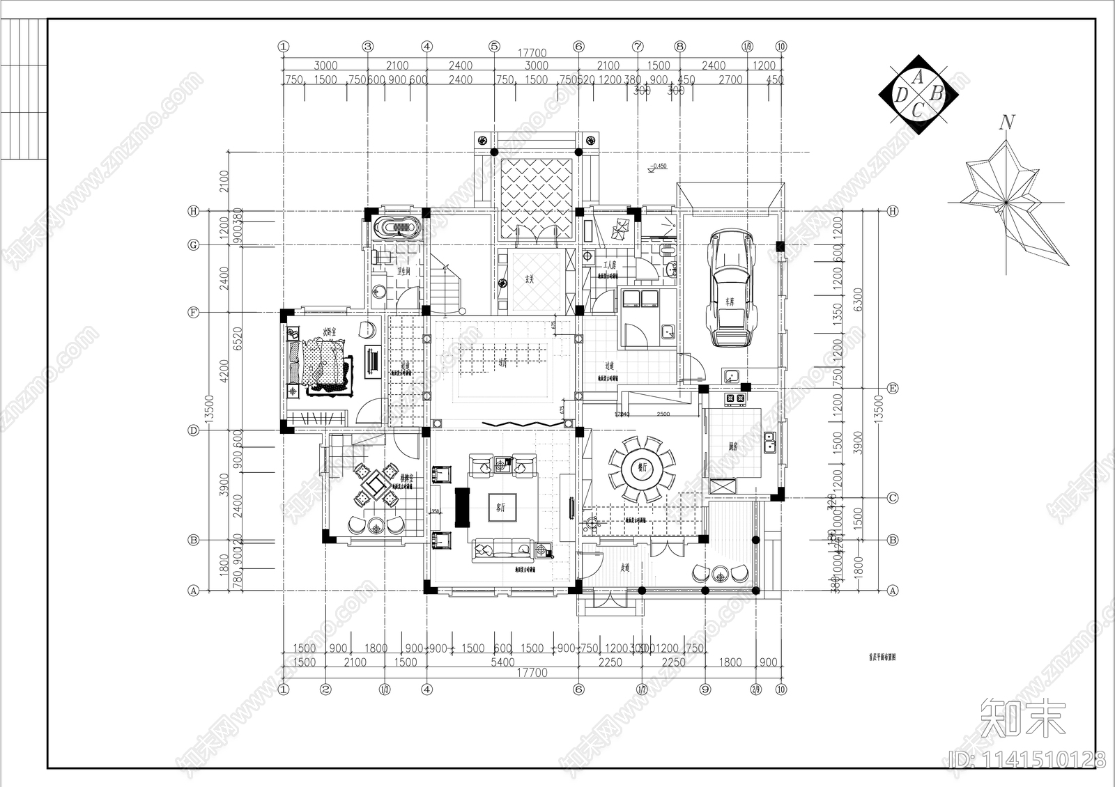 欧式风别墅室内装修cad施工图下载【ID:1141510128】