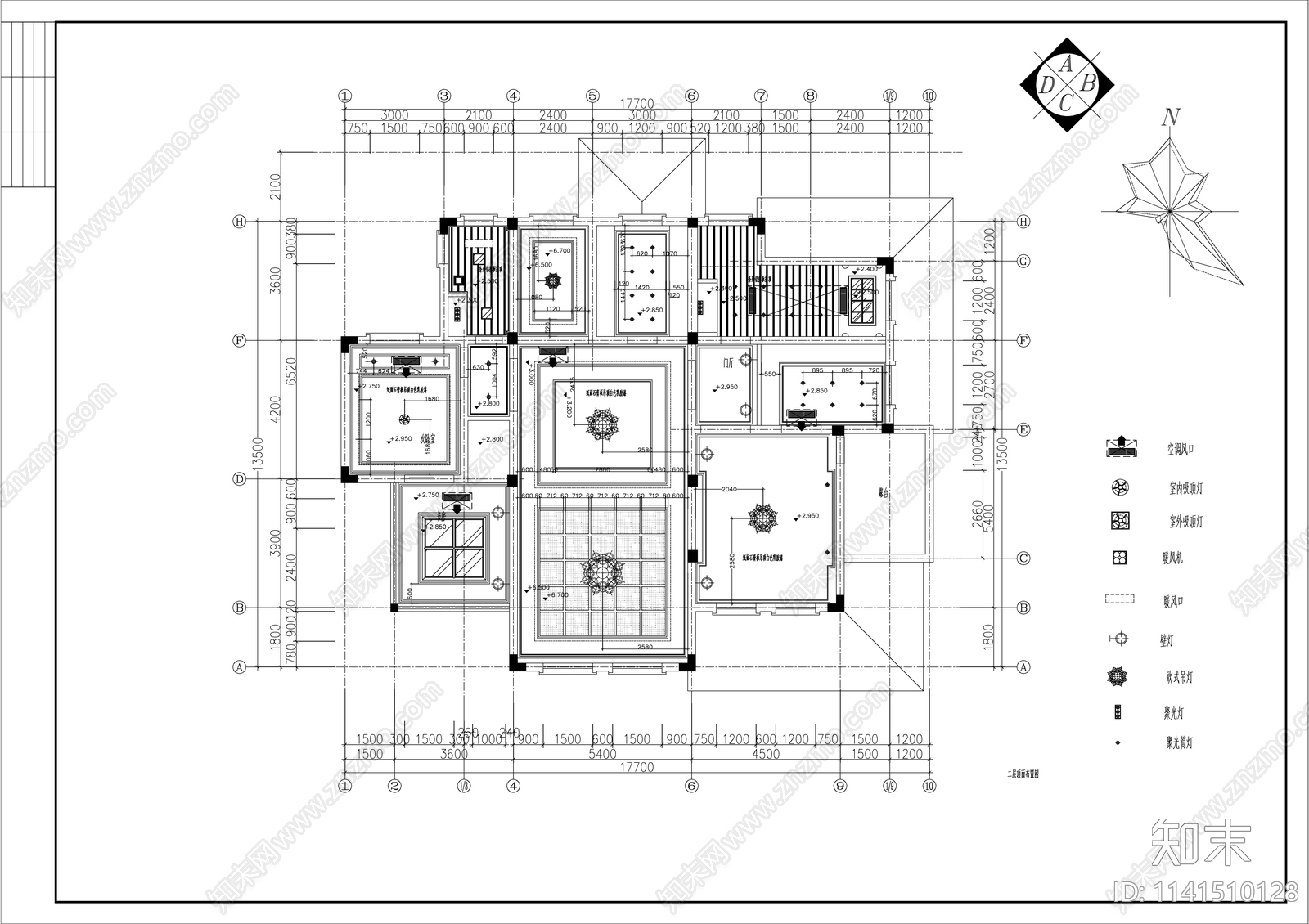 欧式风别墅室内装修cad施工图下载【ID:1141510128】