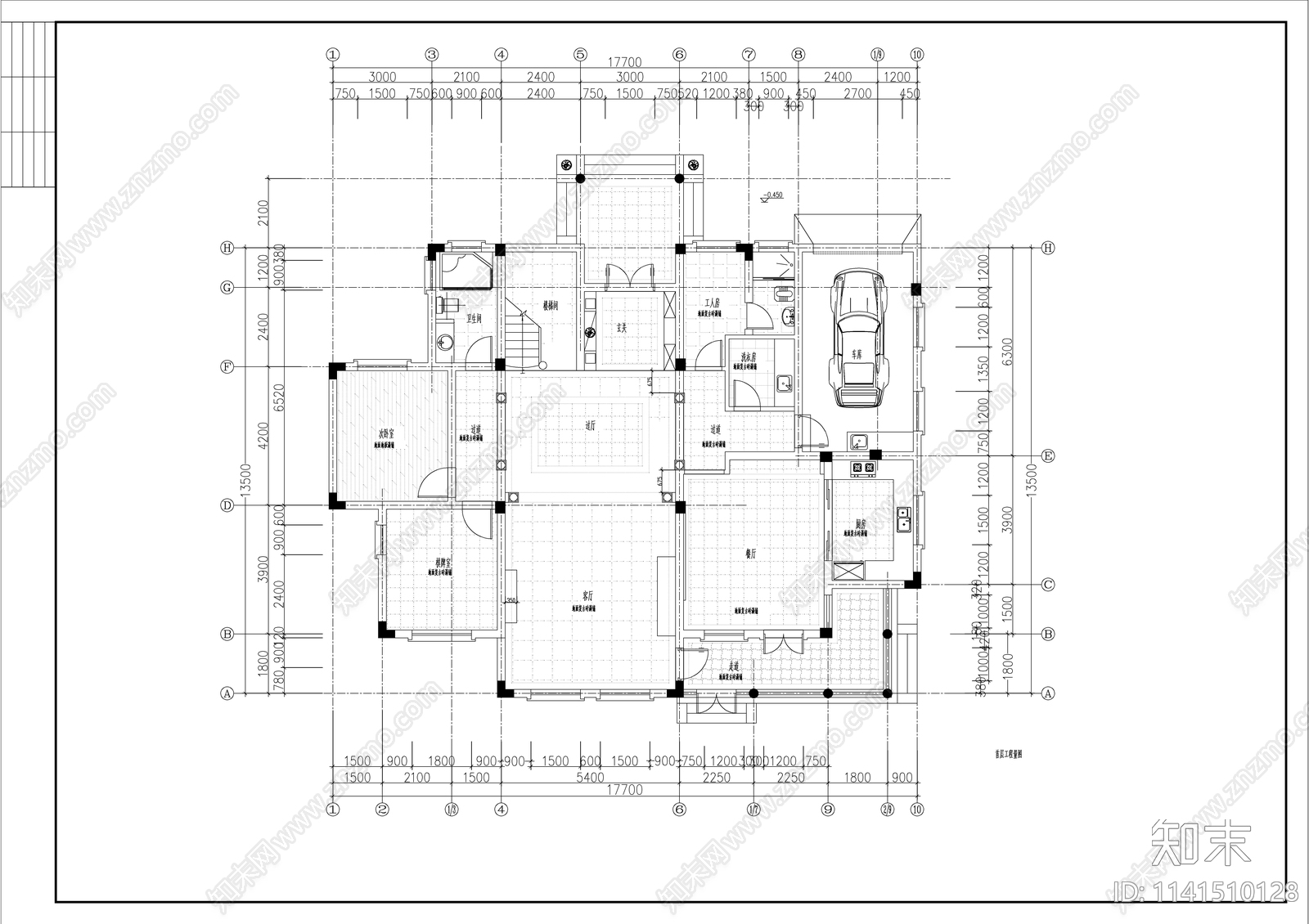 欧式风别墅室内装修cad施工图下载【ID:1141510128】