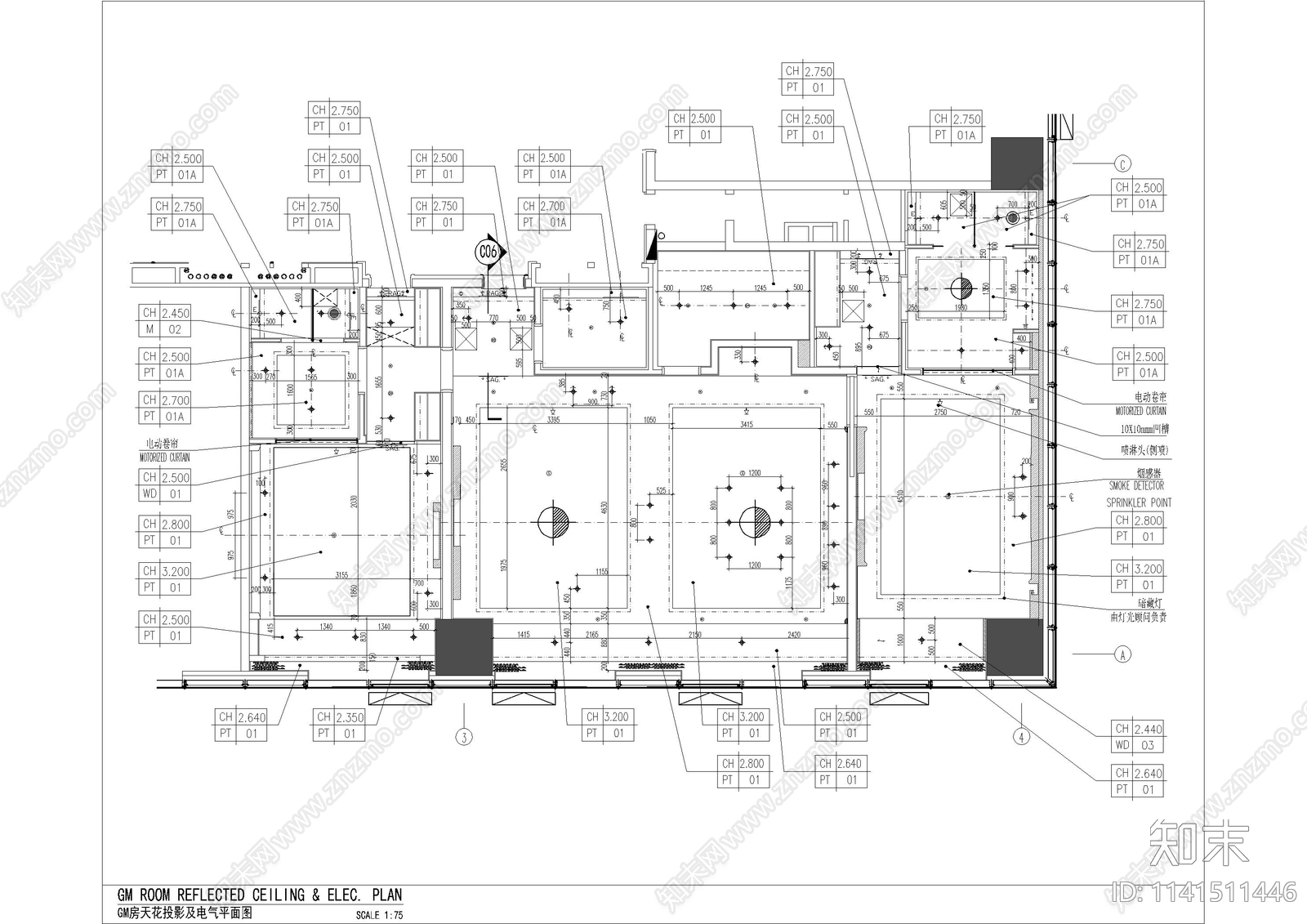 廊坊酒店两室套房室内装修cad施工图下载【ID:1141511446】