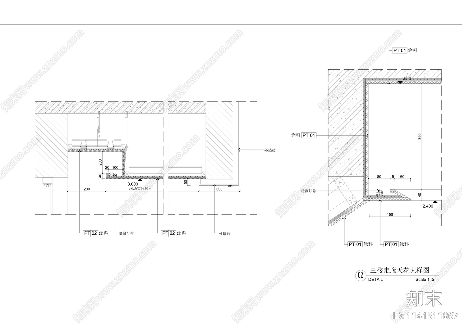 三层轻奢别墅室内装修cad施工图下载【ID:1141511867】