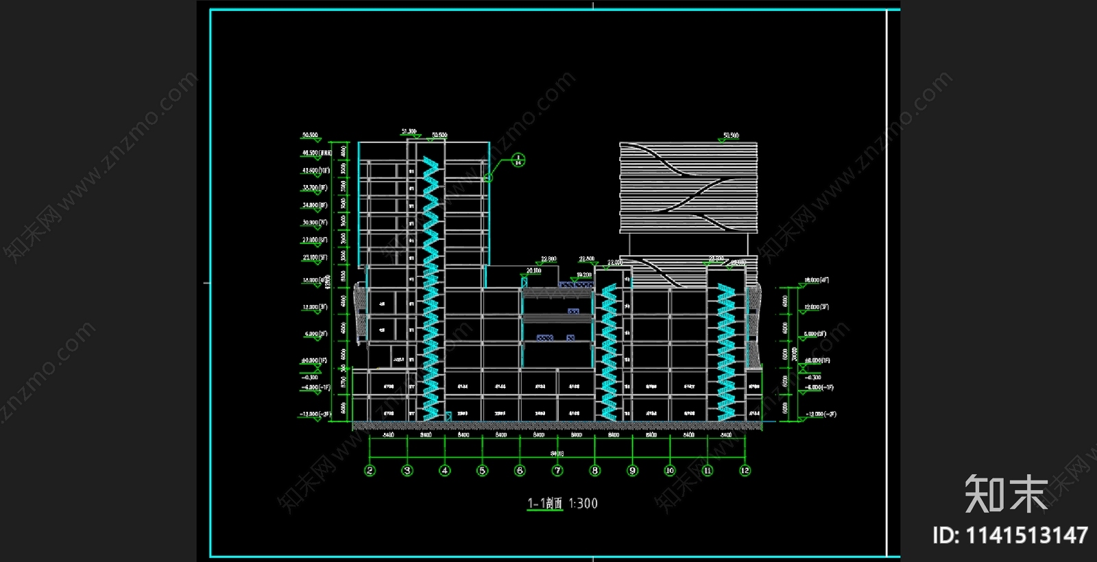 商业综合体建筑cad施工图下载【ID:1141513147】