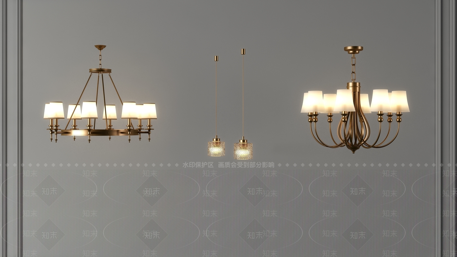 美式吊灯3D模型下载【ID:1141514919】