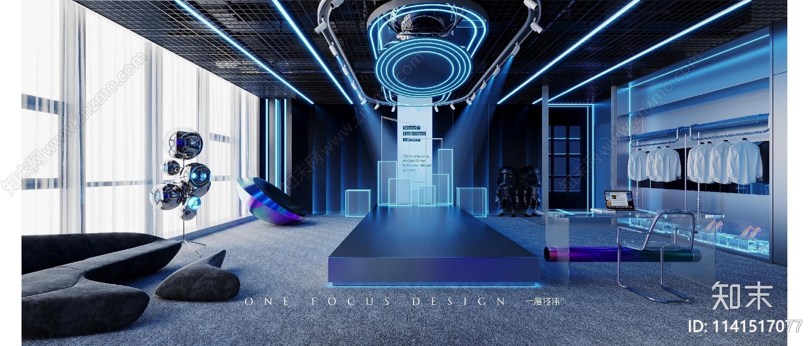 汉京国际服装工作室办公室cad施工图下载【ID:1141517077】
