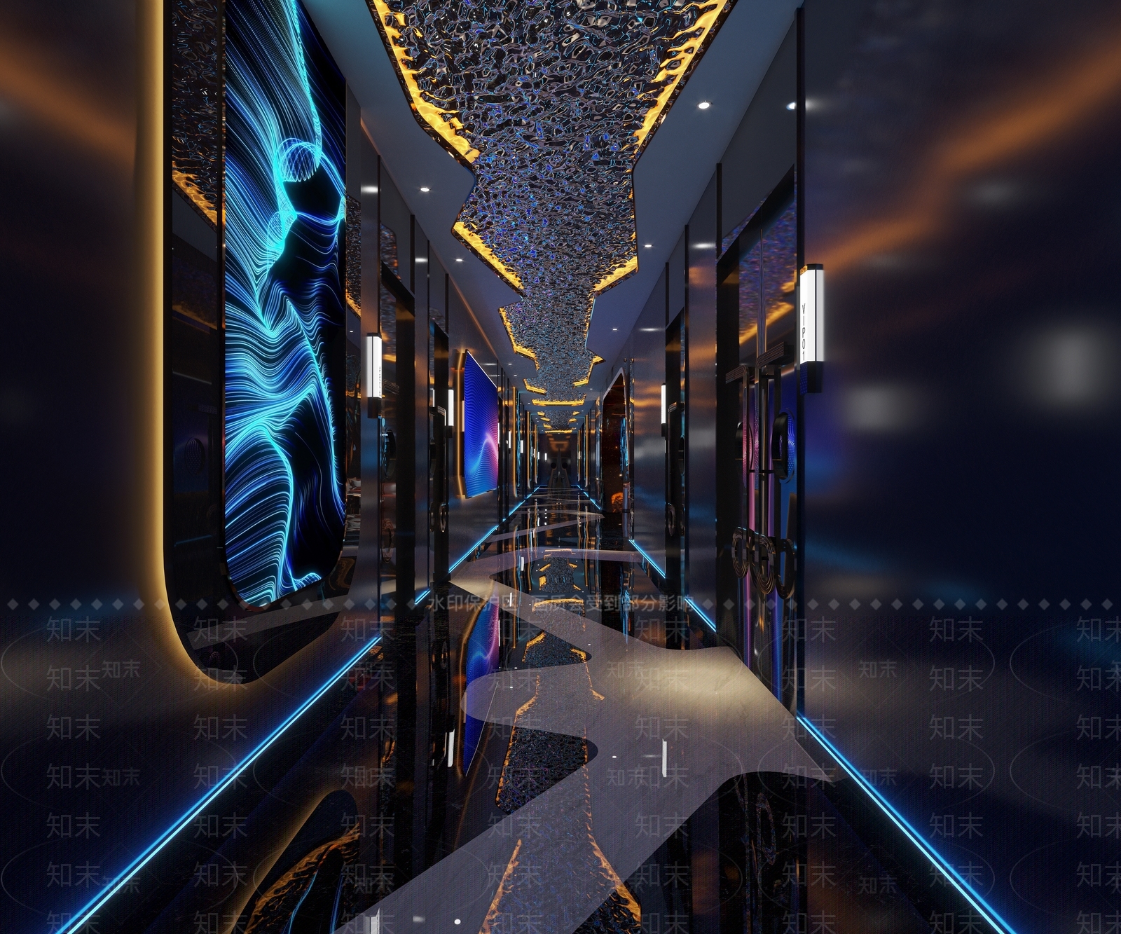 现代KTV过道3D模型下载【ID:1141519532】