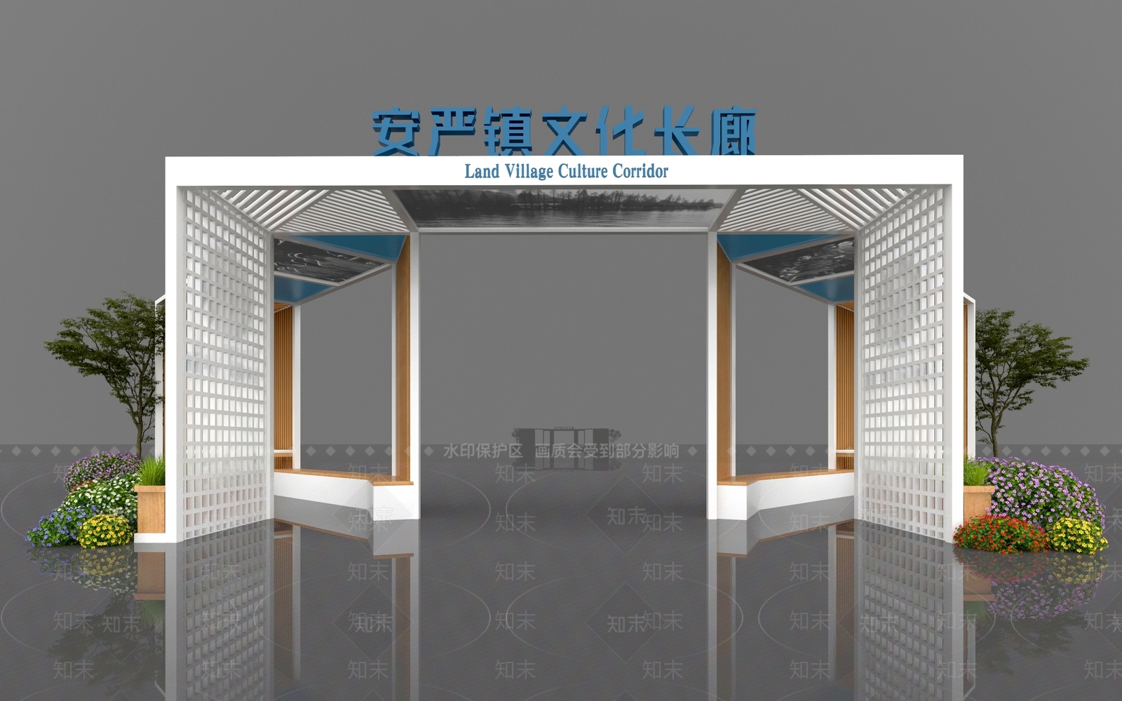 现代校园文化长廊3D模型下载【ID:1141548292】