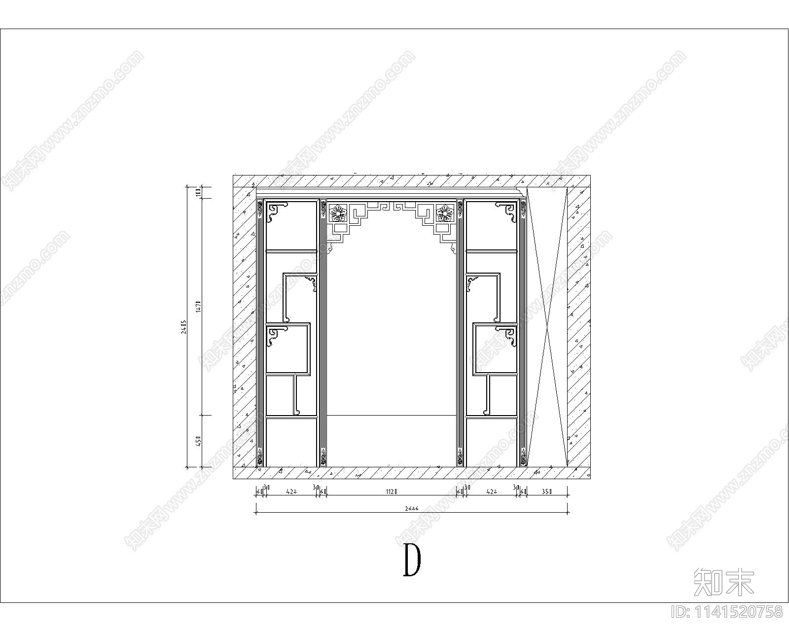 中式隔断cad施工图下载【ID:1141520758】