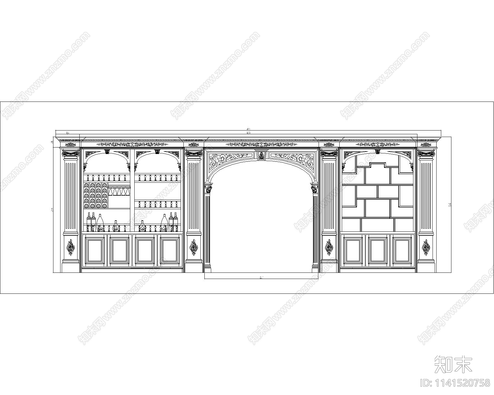 中式隔断cad施工图下载【ID:1141520758】