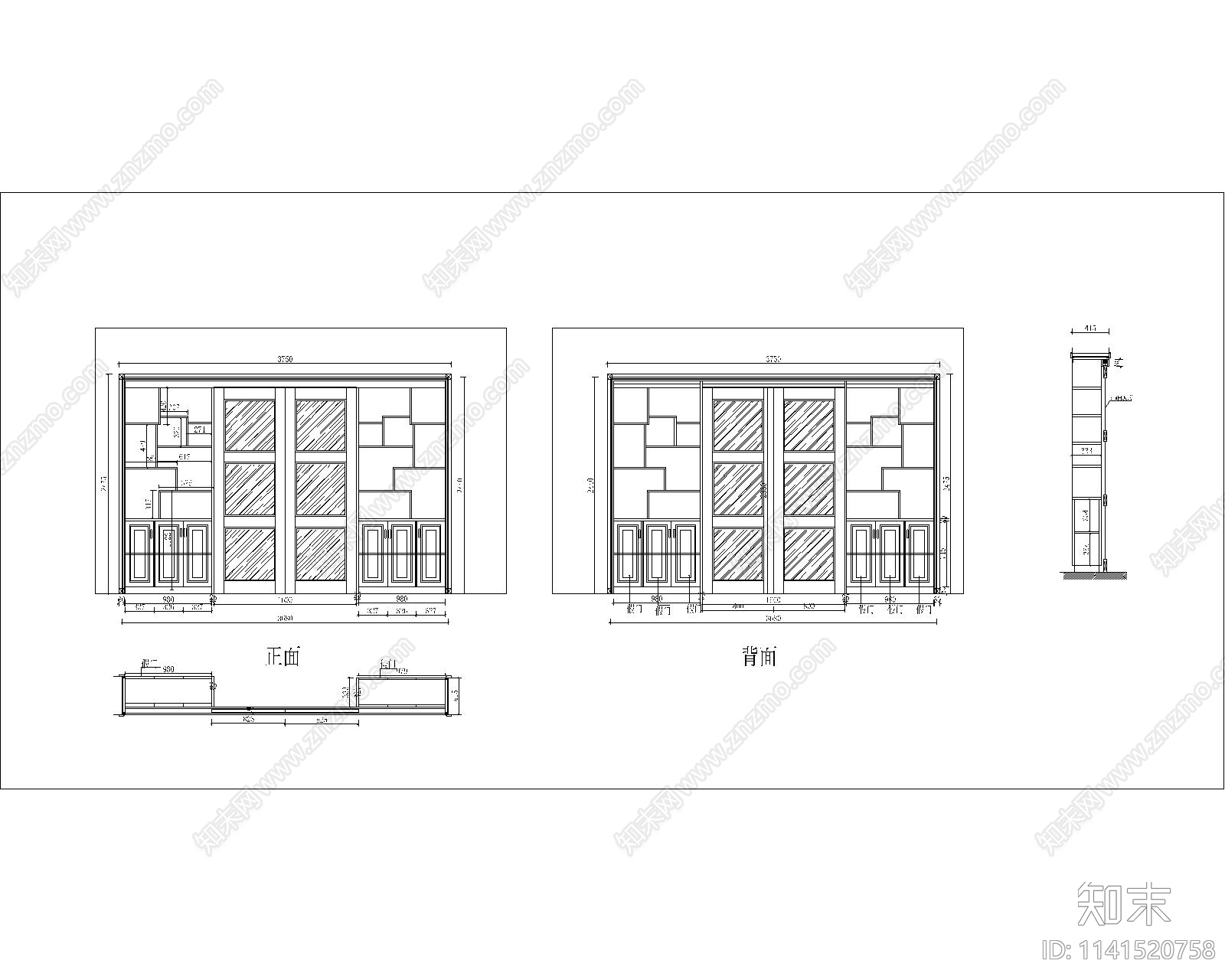 中式隔断cad施工图下载【ID:1141520758】