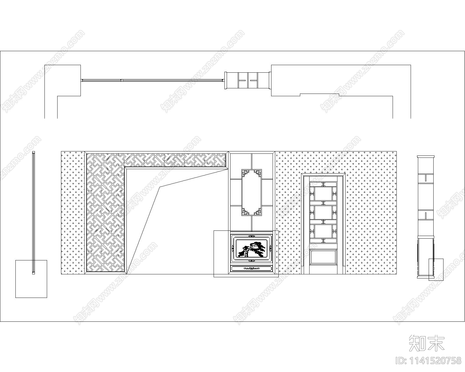 中式隔断cad施工图下载【ID:1141520758】