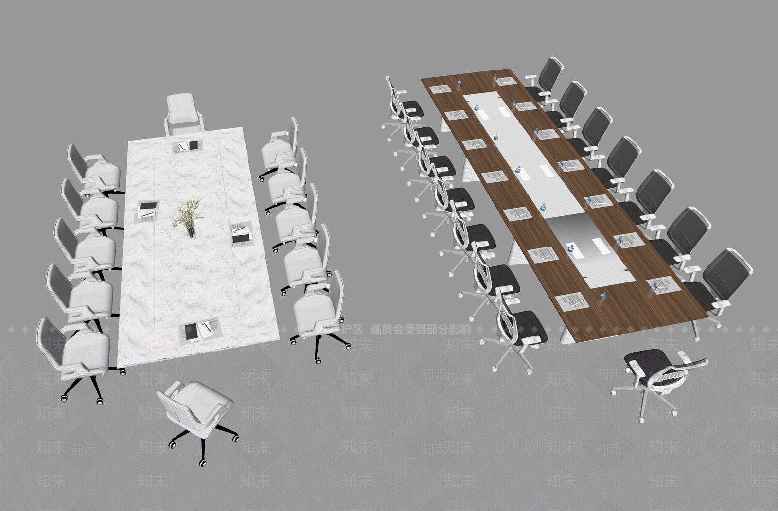 现代会议桌椅组合SU模型下载【ID:1141524156】