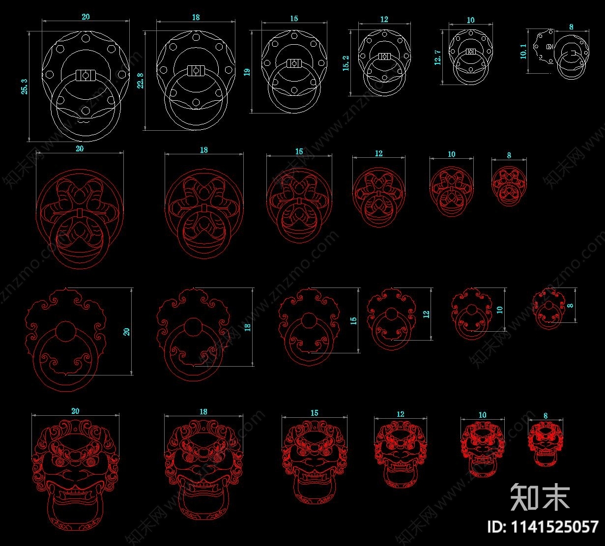 明清古典红木家具五金铜件施工图下载【ID:1141525057】