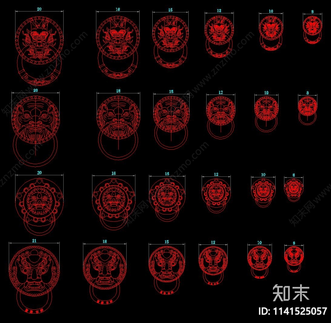 明清古典红木家具五金铜件施工图下载【ID:1141525057】