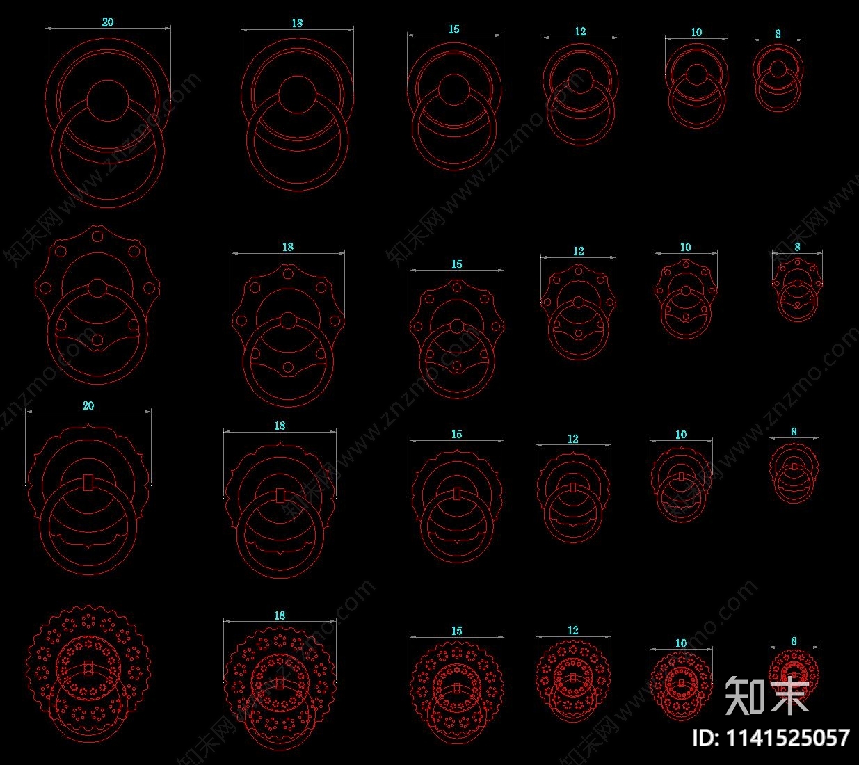 明清古典红木家具五金铜件施工图下载【ID:1141525057】