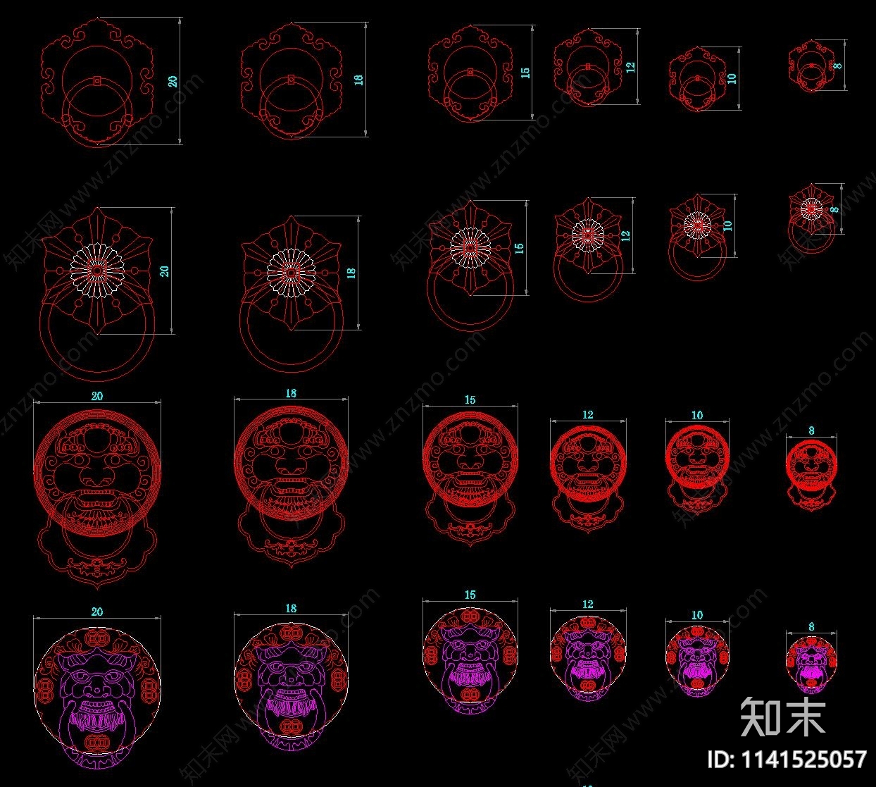 明清古典红木家具五金铜件施工图下载【ID:1141525057】