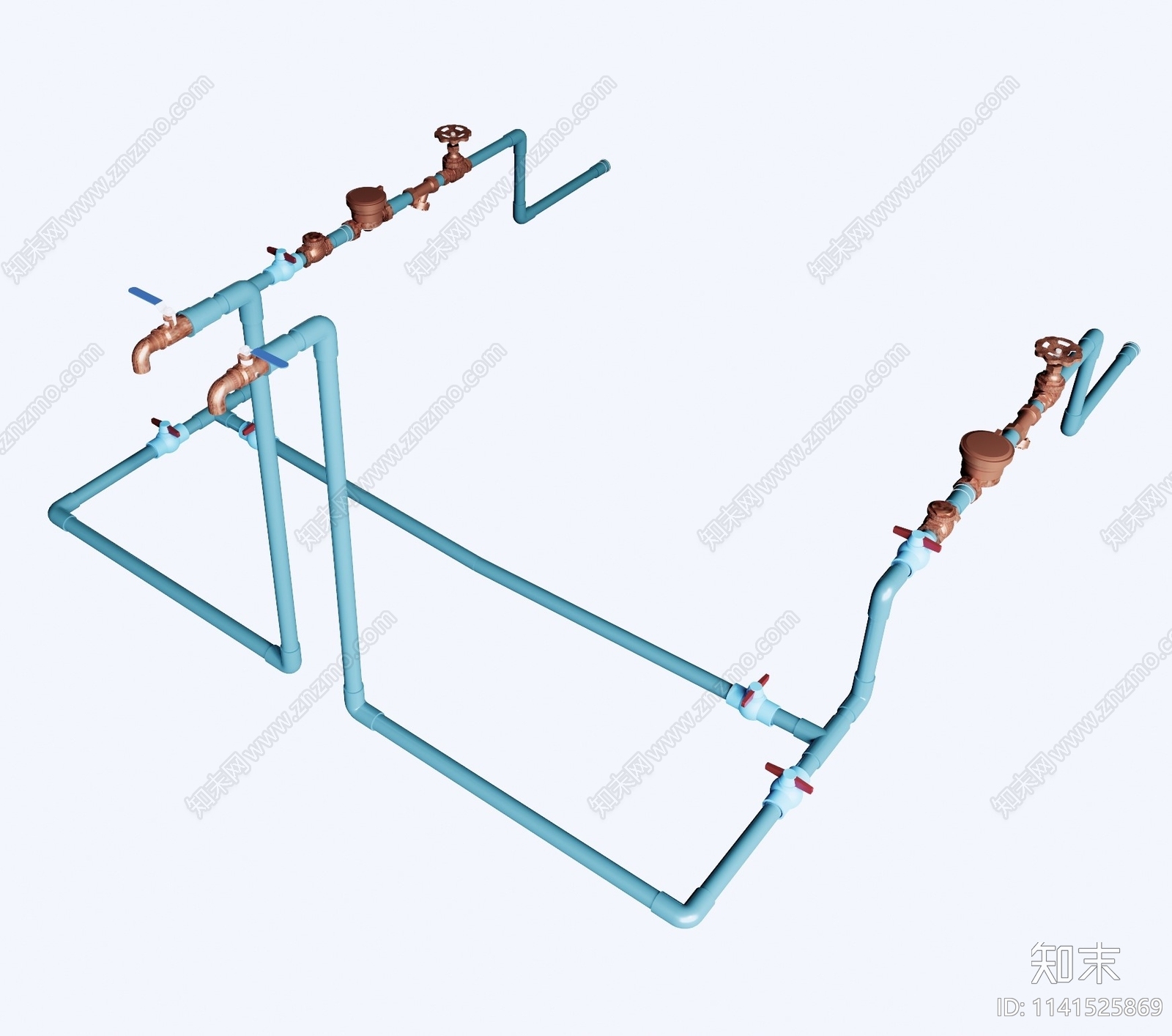 现代水龙头水管管道SU模型下载【ID:1141525869】