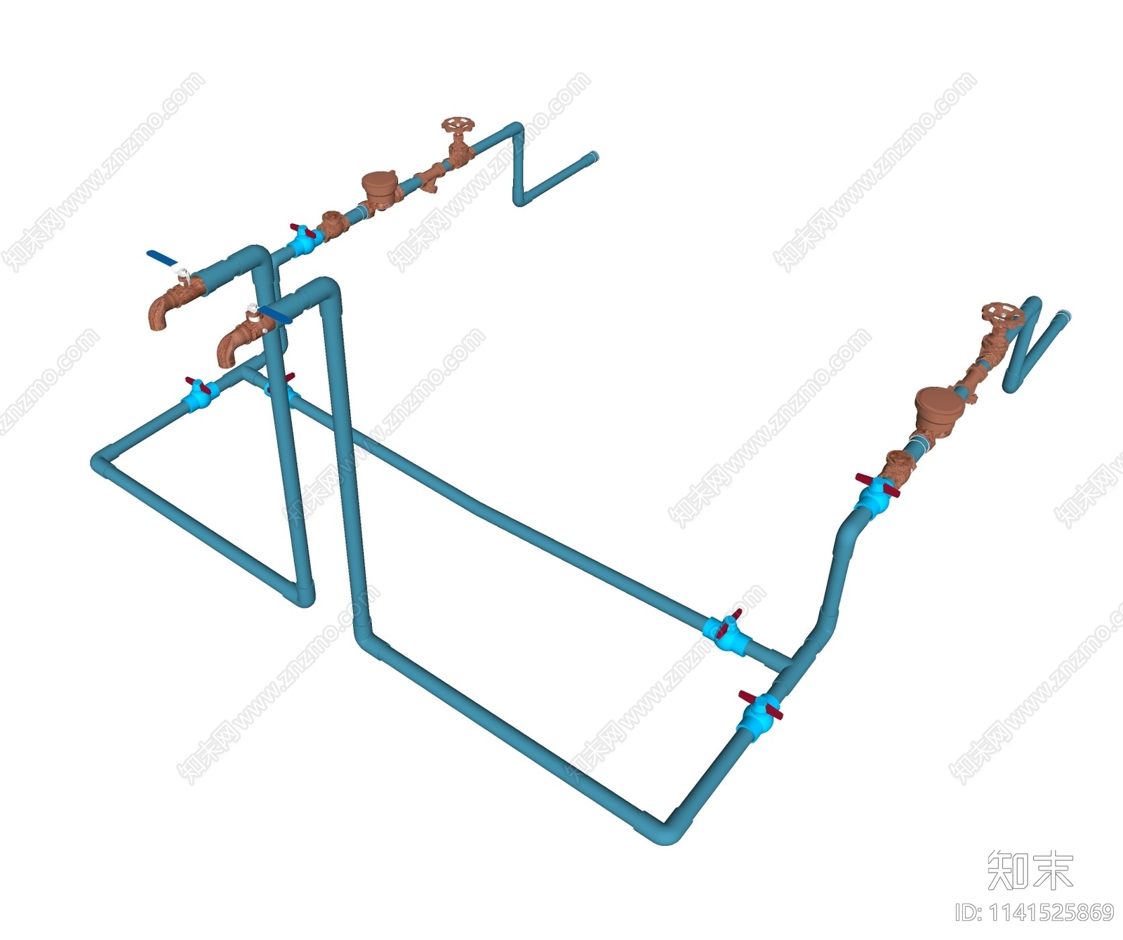 现代水龙头水管管道SU模型下载【ID:1141525869】