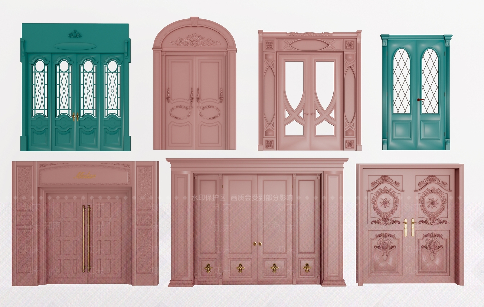 欧式古典入口大门SU模型下载【ID:1141535185】