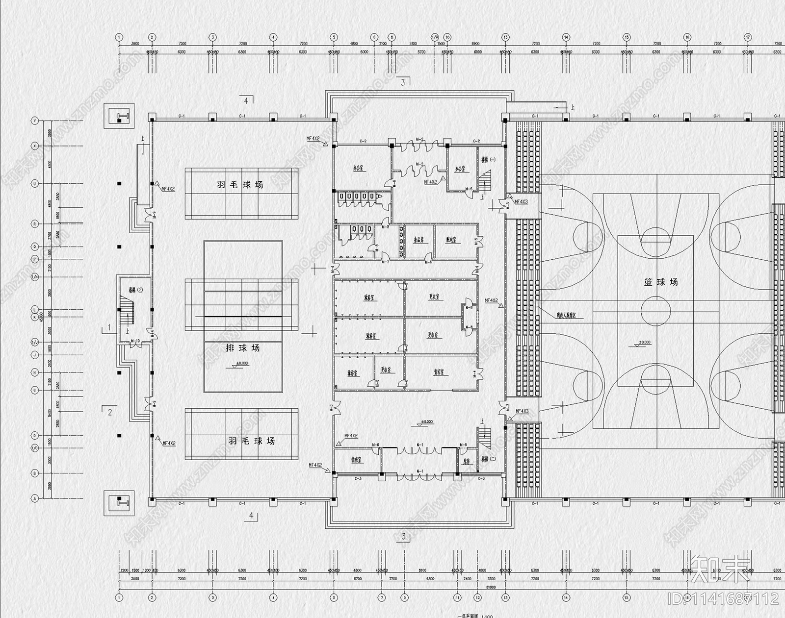 体育馆体育场cad施工图下载【ID:1141687112】