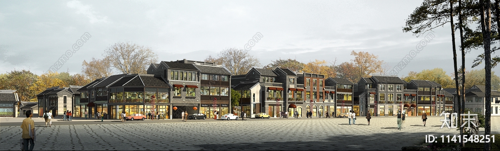 古建筑商业街cad施工图下载【ID:1141548251】