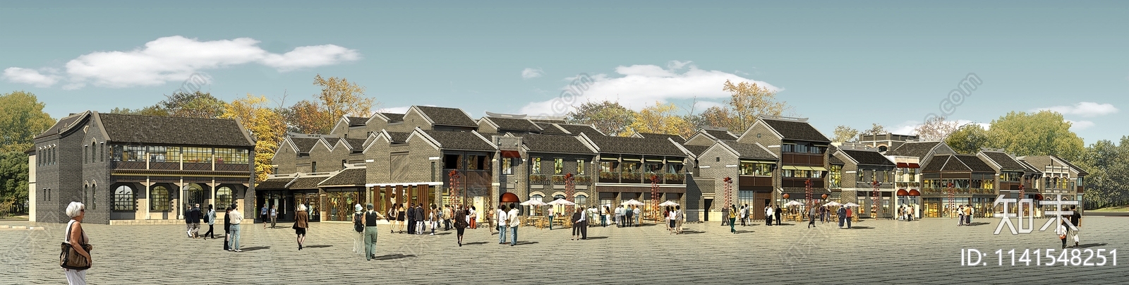 古建筑商业街cad施工图下载【ID:1141548251】