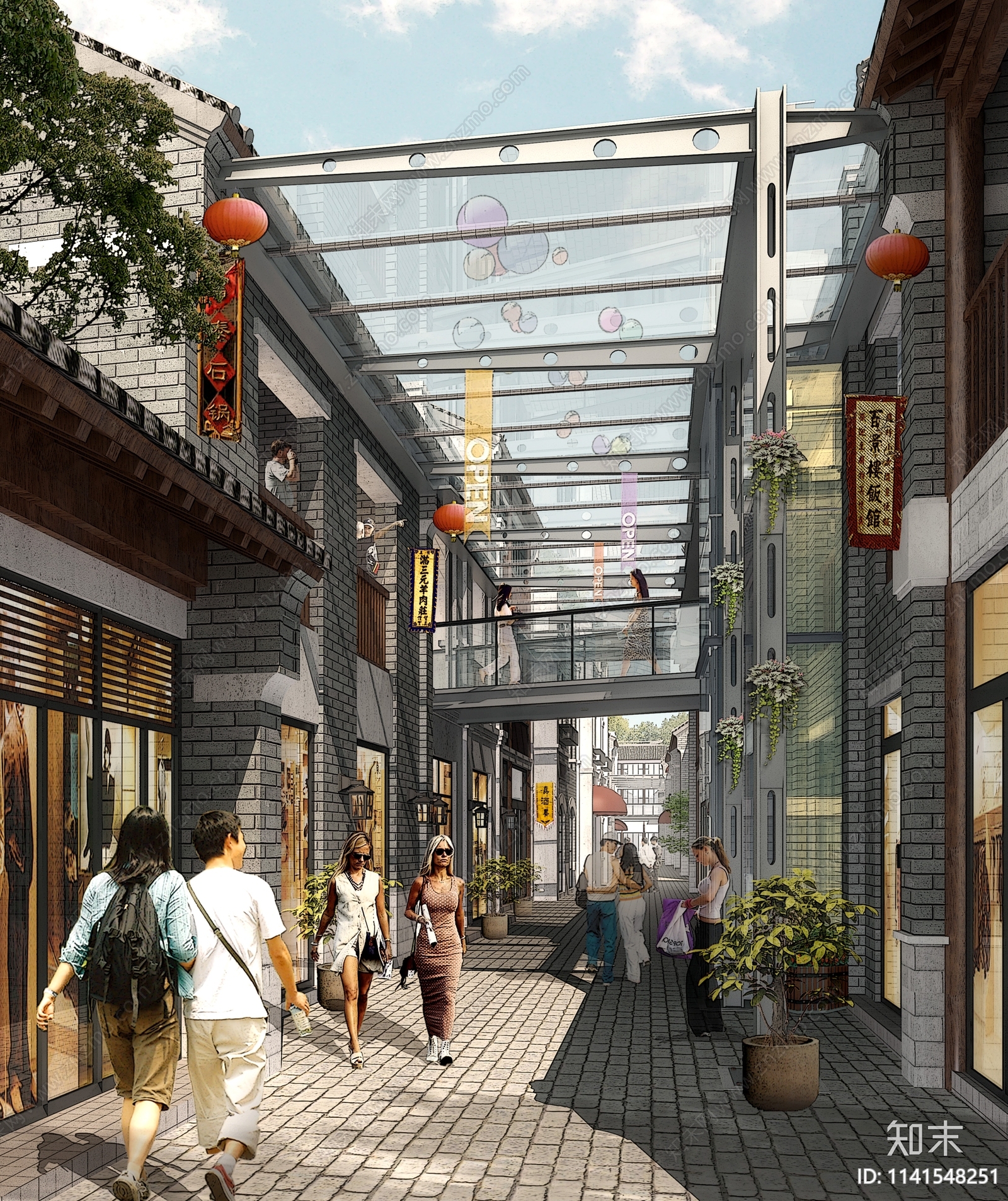 古建筑商业街cad施工图下载【ID:1141548251】