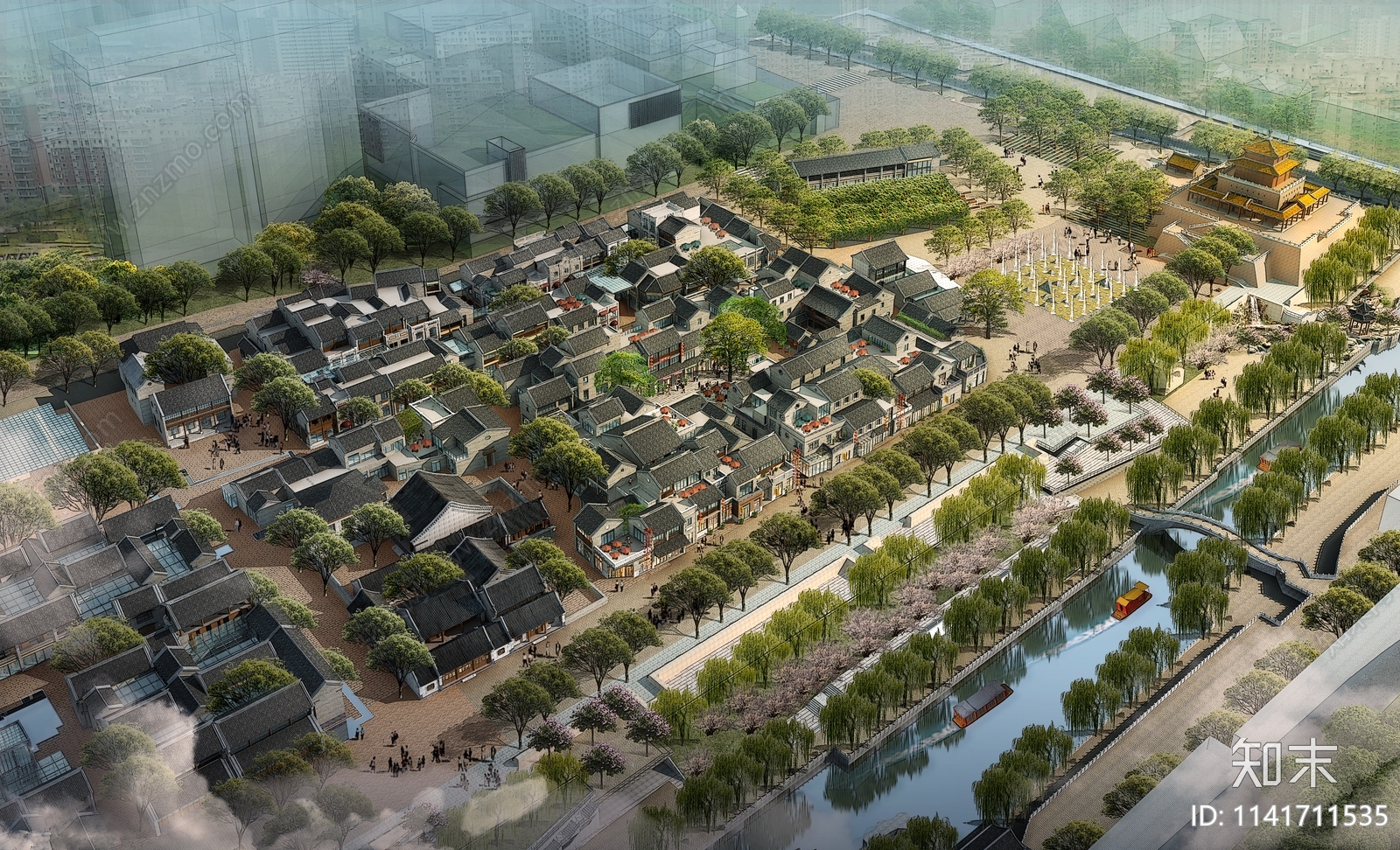 济南世贸宽厚里商业街古建筑cad施工图下载【ID:1141711535】