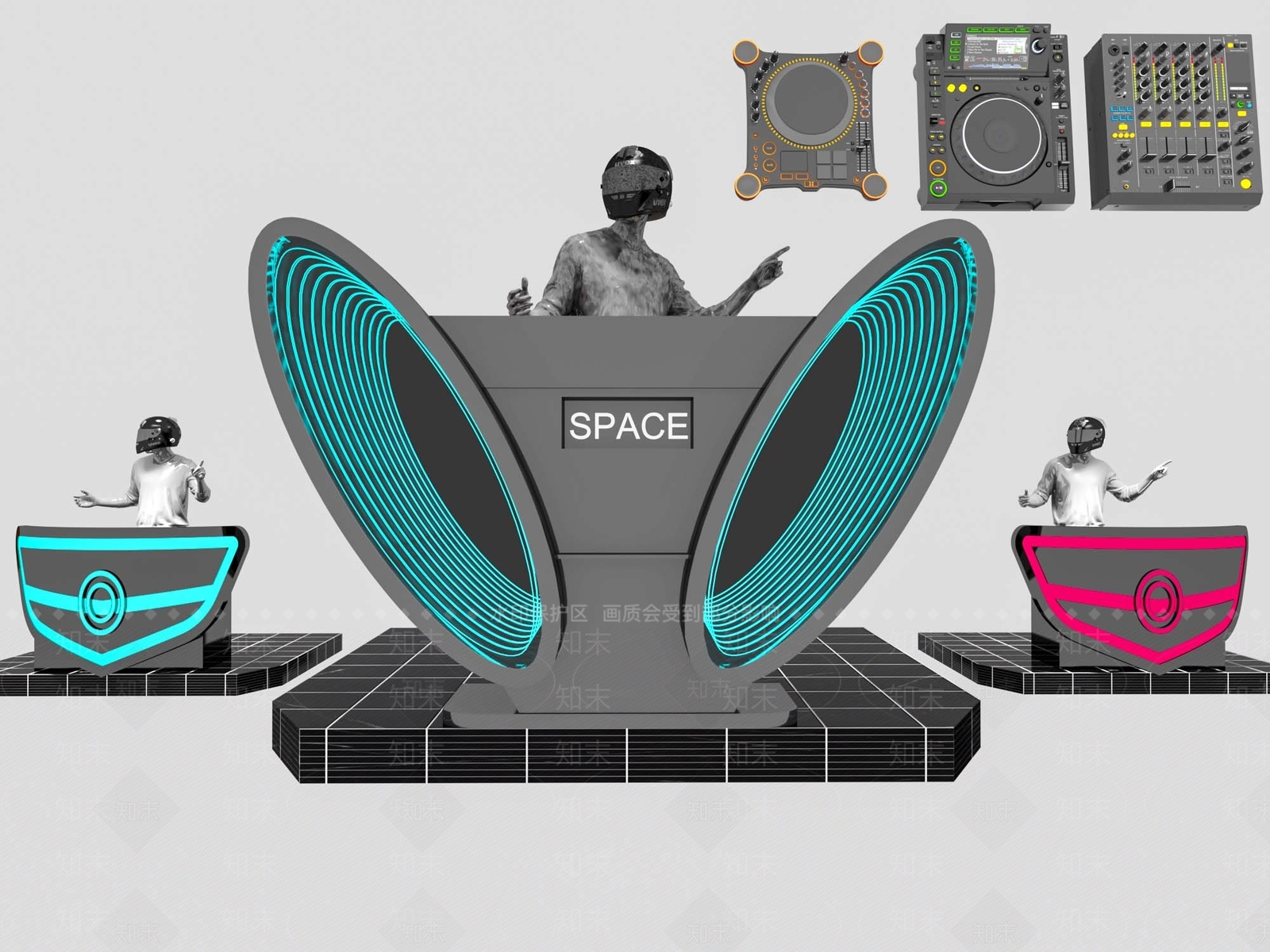 现代DJ台VJ控制台3D模型下载【ID:1141548686】