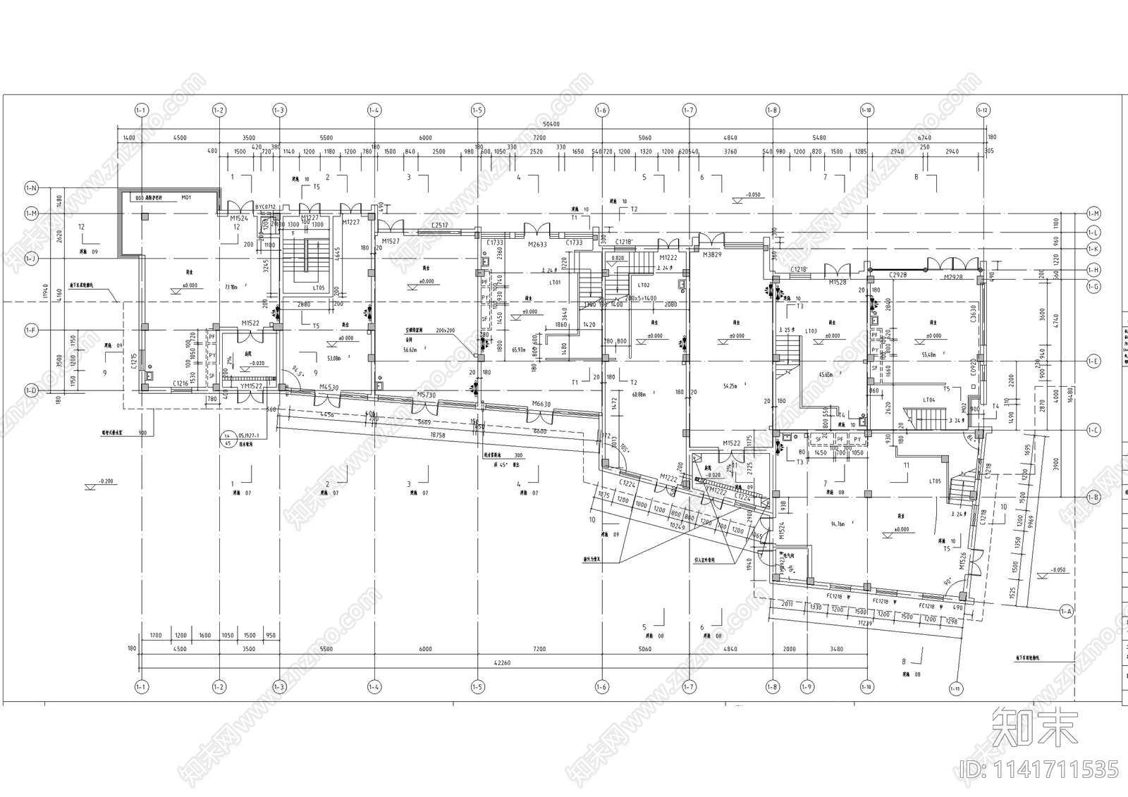济南世贸宽厚里商业街古建筑cad施工图下载【ID:1141711535】