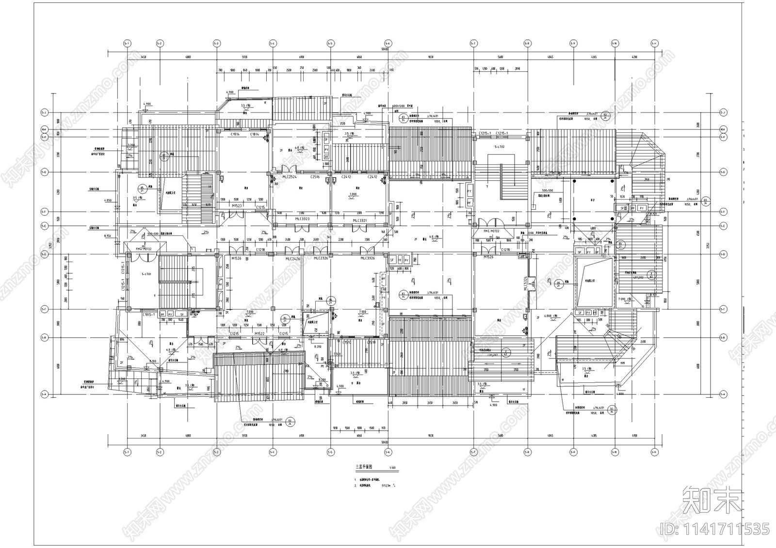 济南世贸宽厚里商业街古建筑cad施工图下载【ID:1141711535】